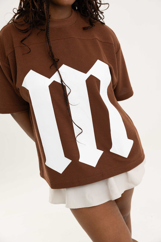 Brown Cotton Pleated Tee