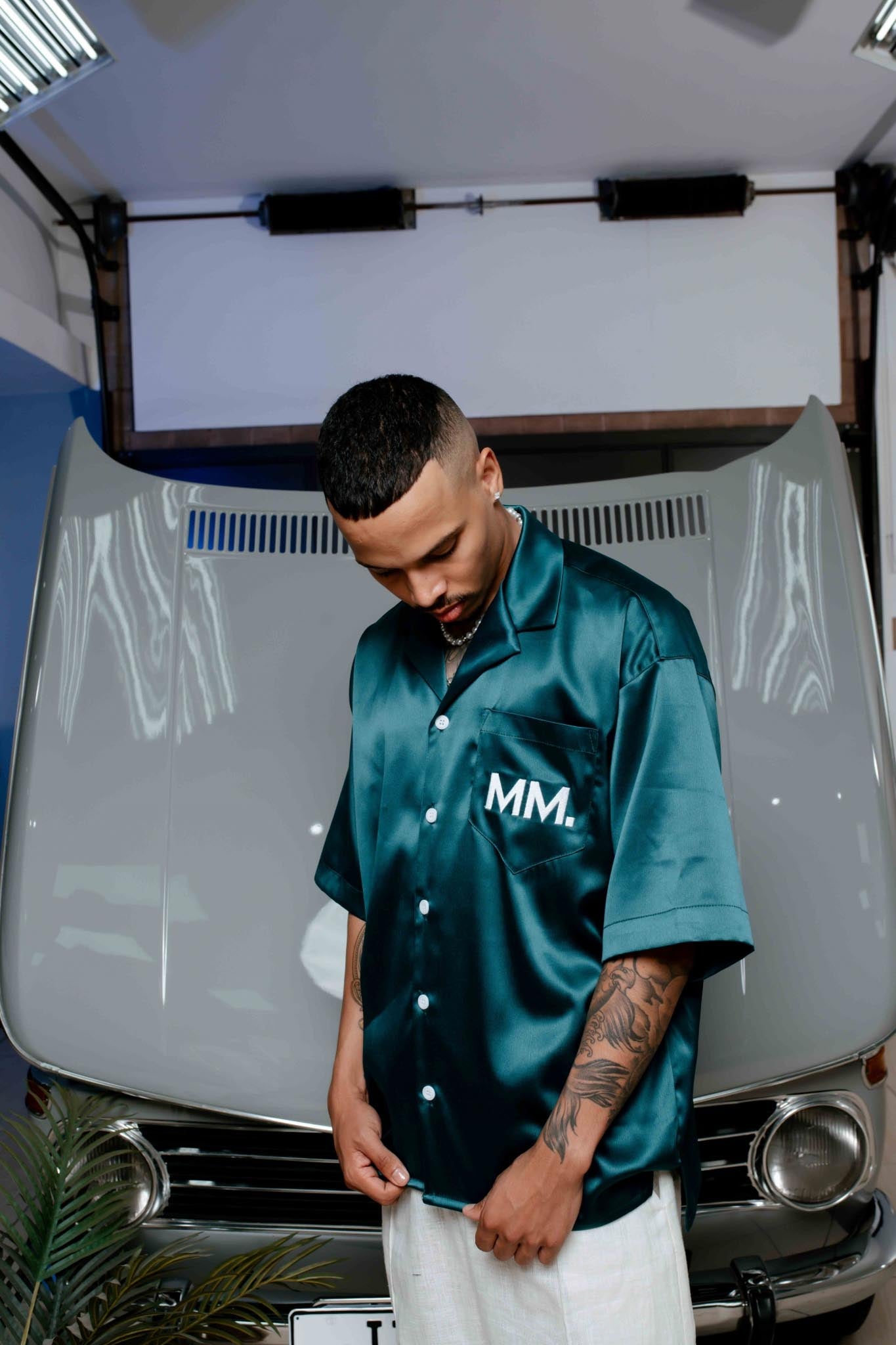 “MM.” Satin Shirt