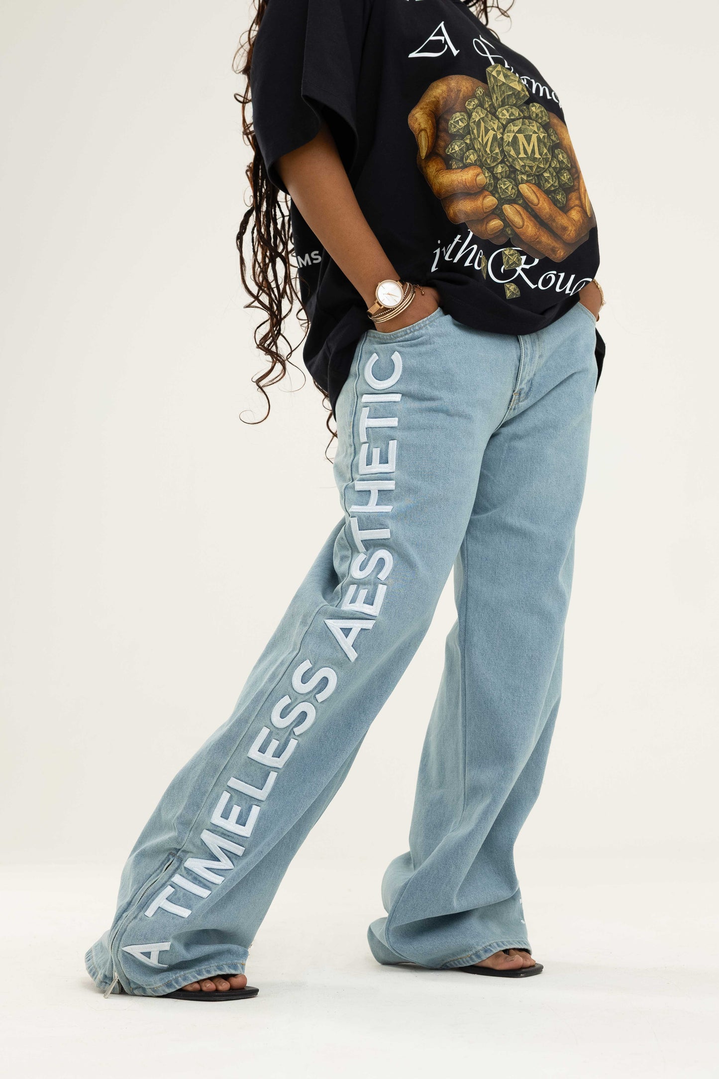 ⁠Blue ‘TIMELESS’ Braille Denim