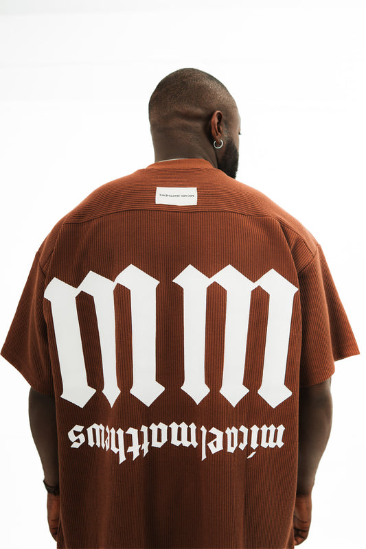 Brown Cotton Pleated Tee