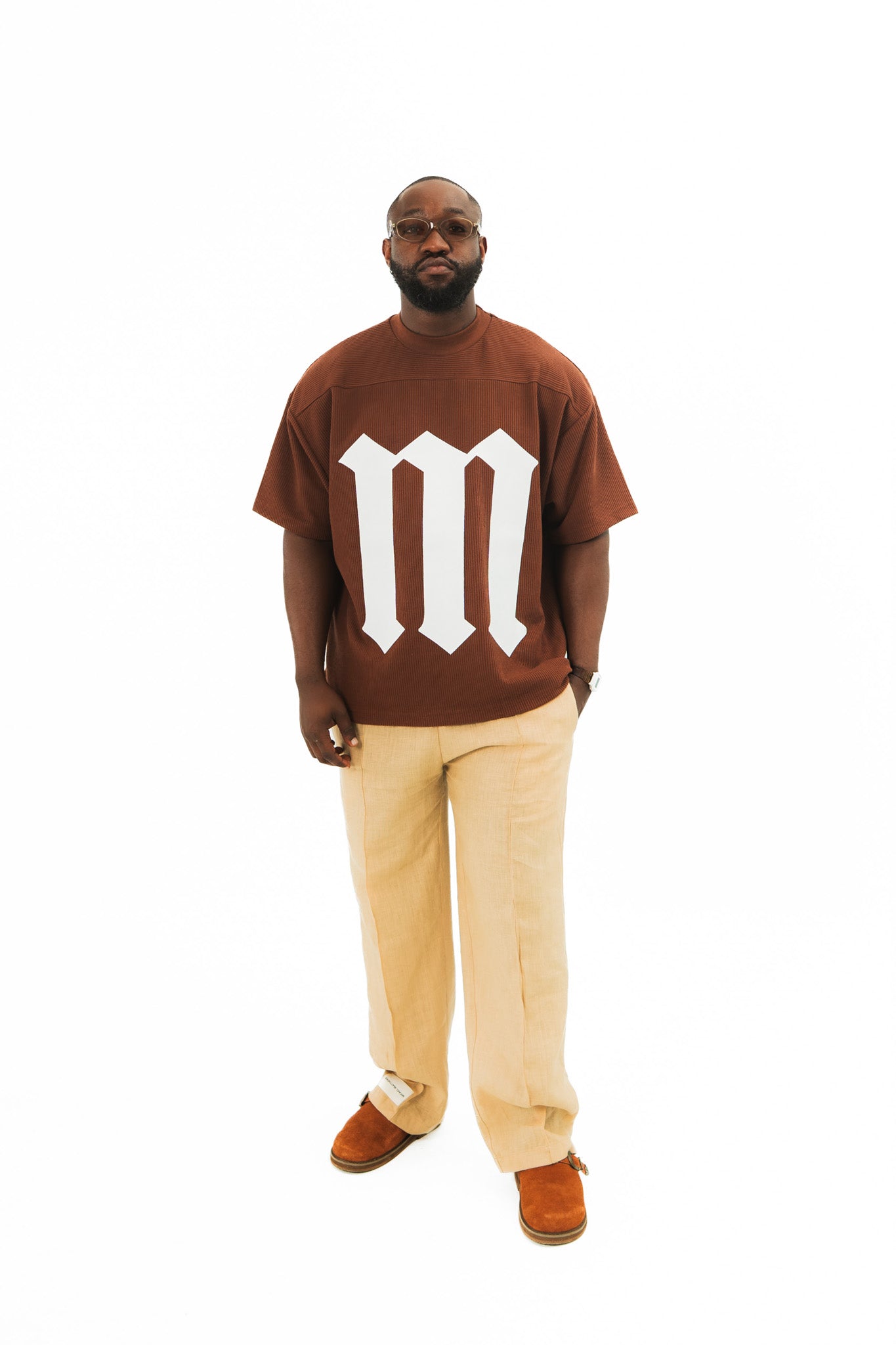 Brown Cotton Pleated Tee
