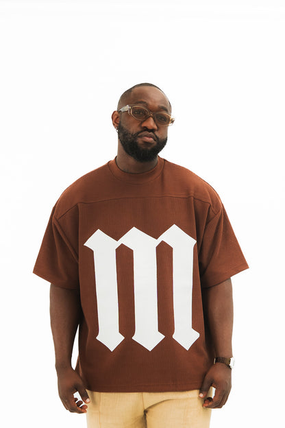 Brown Cotton Pleated Tee