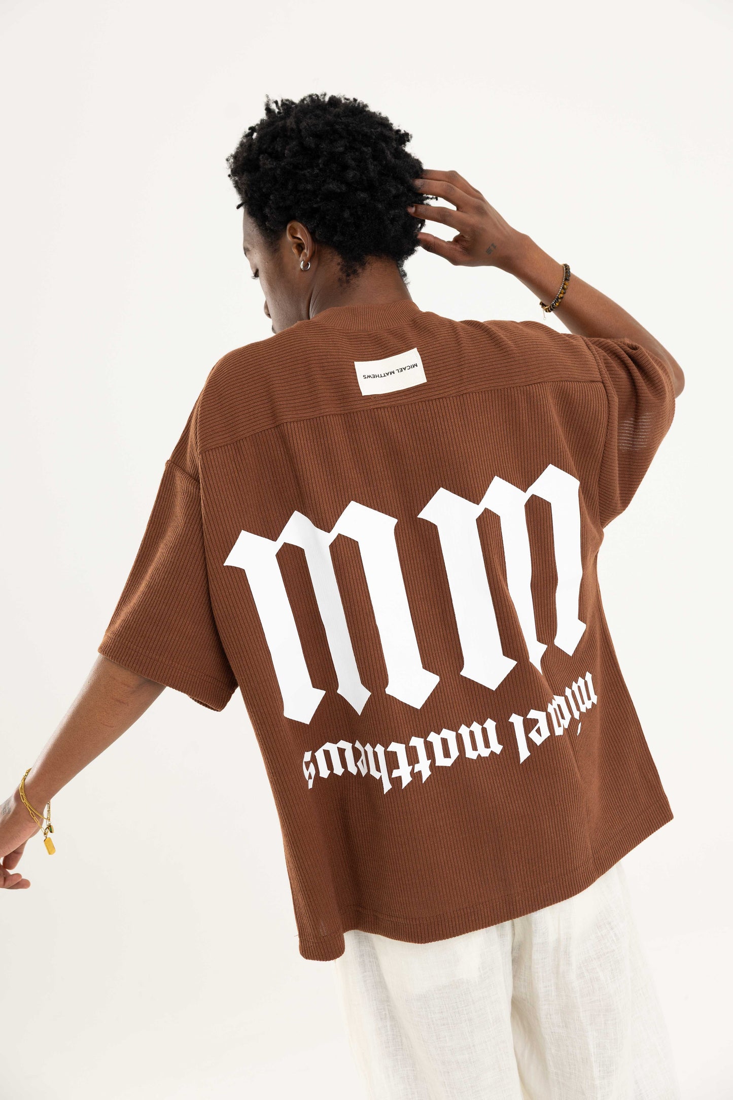 Brown Cotton Pleated Tee