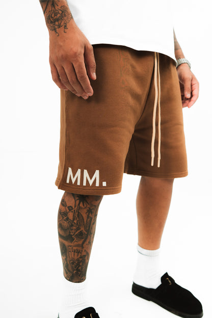 Brown Signature ‘MM.’ Shorts
