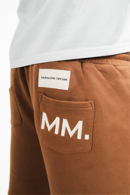 Brown Signature ‘MM.’ Shorts