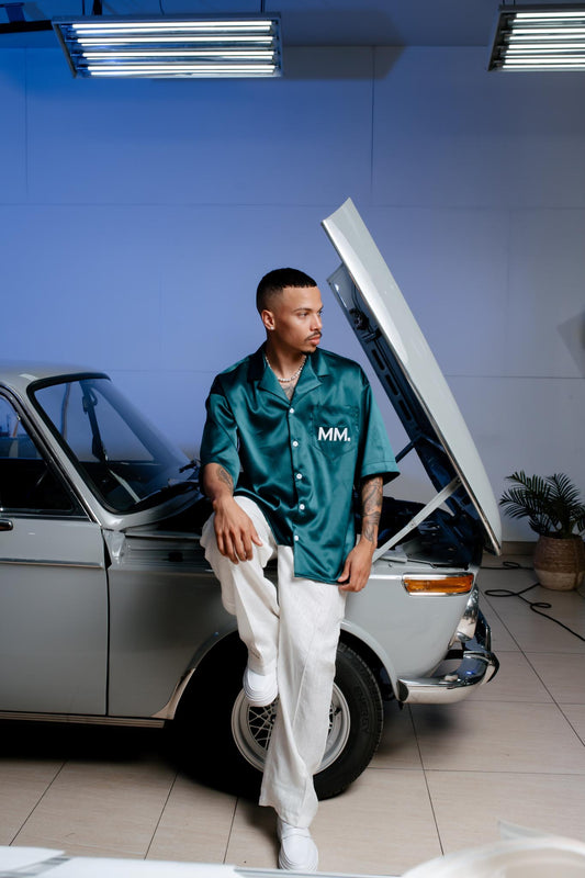 “MM.” Satin Shirt