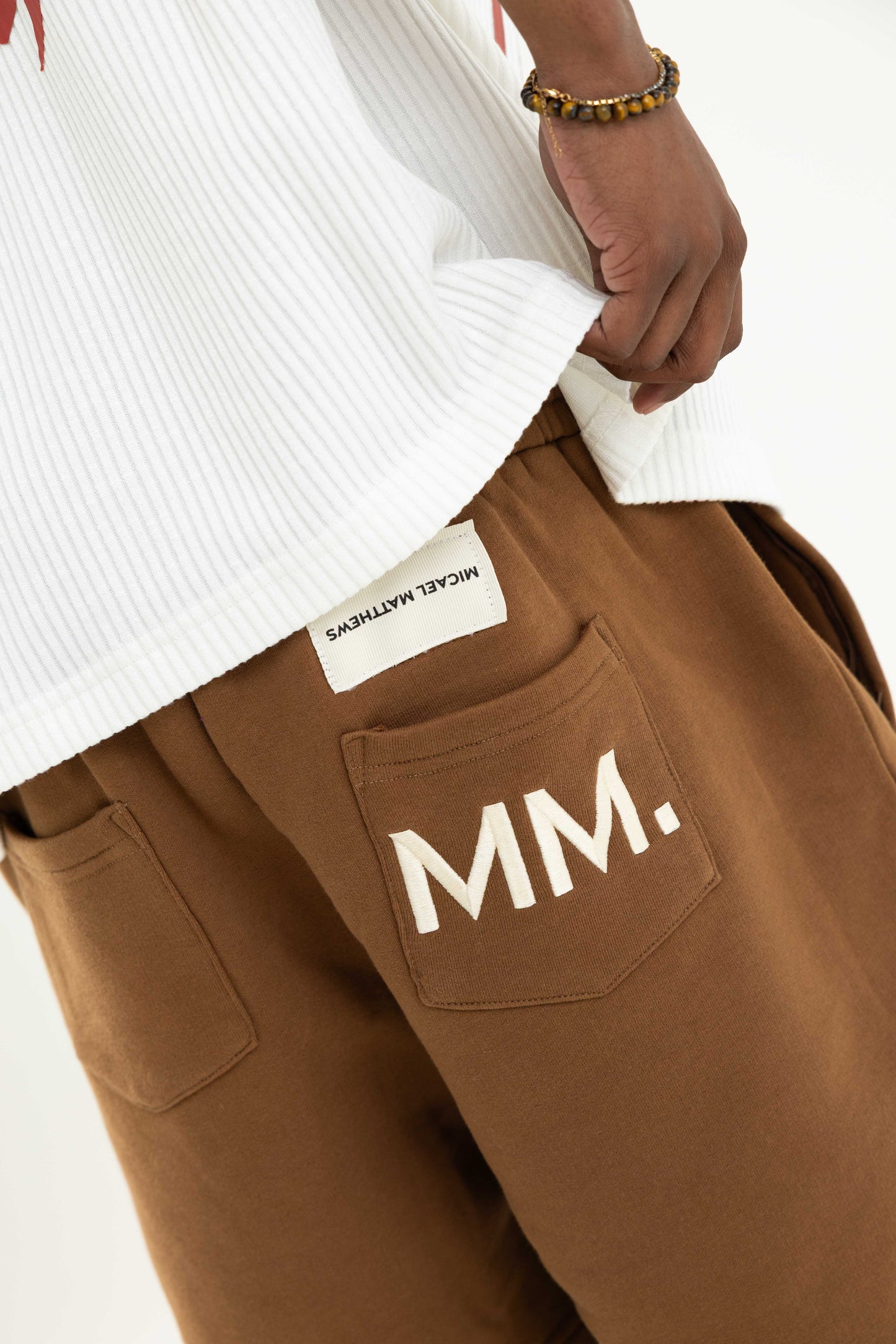 Brown Signature ‘MM.’ Shorts
