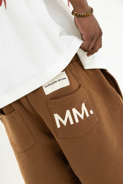 Brown Signature ‘MM.’ Shorts