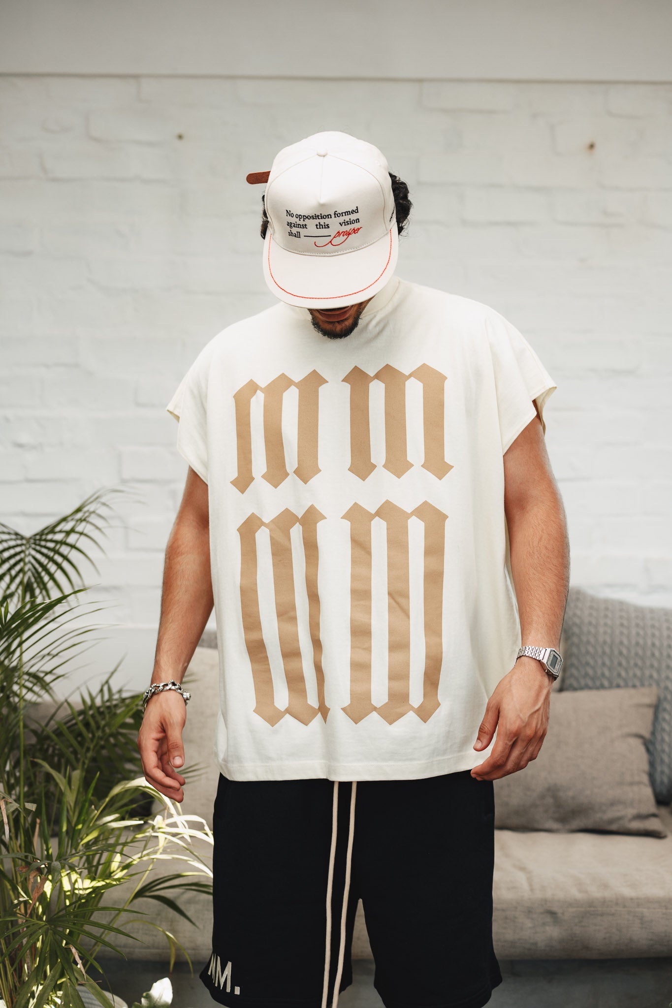 ⁠Cream ‘SAINT MM’ Sleeveless Tee