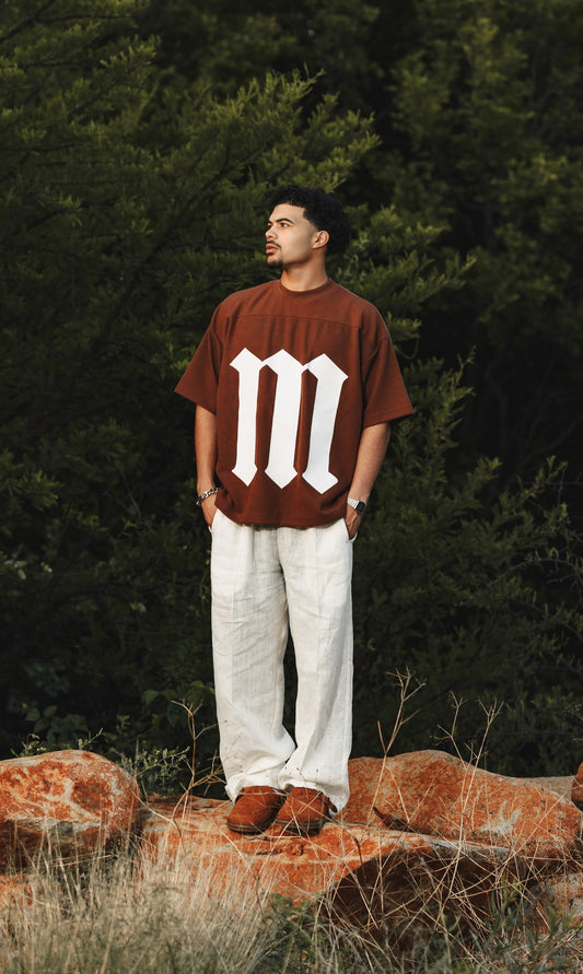 Brown Cotton Pleated Tee