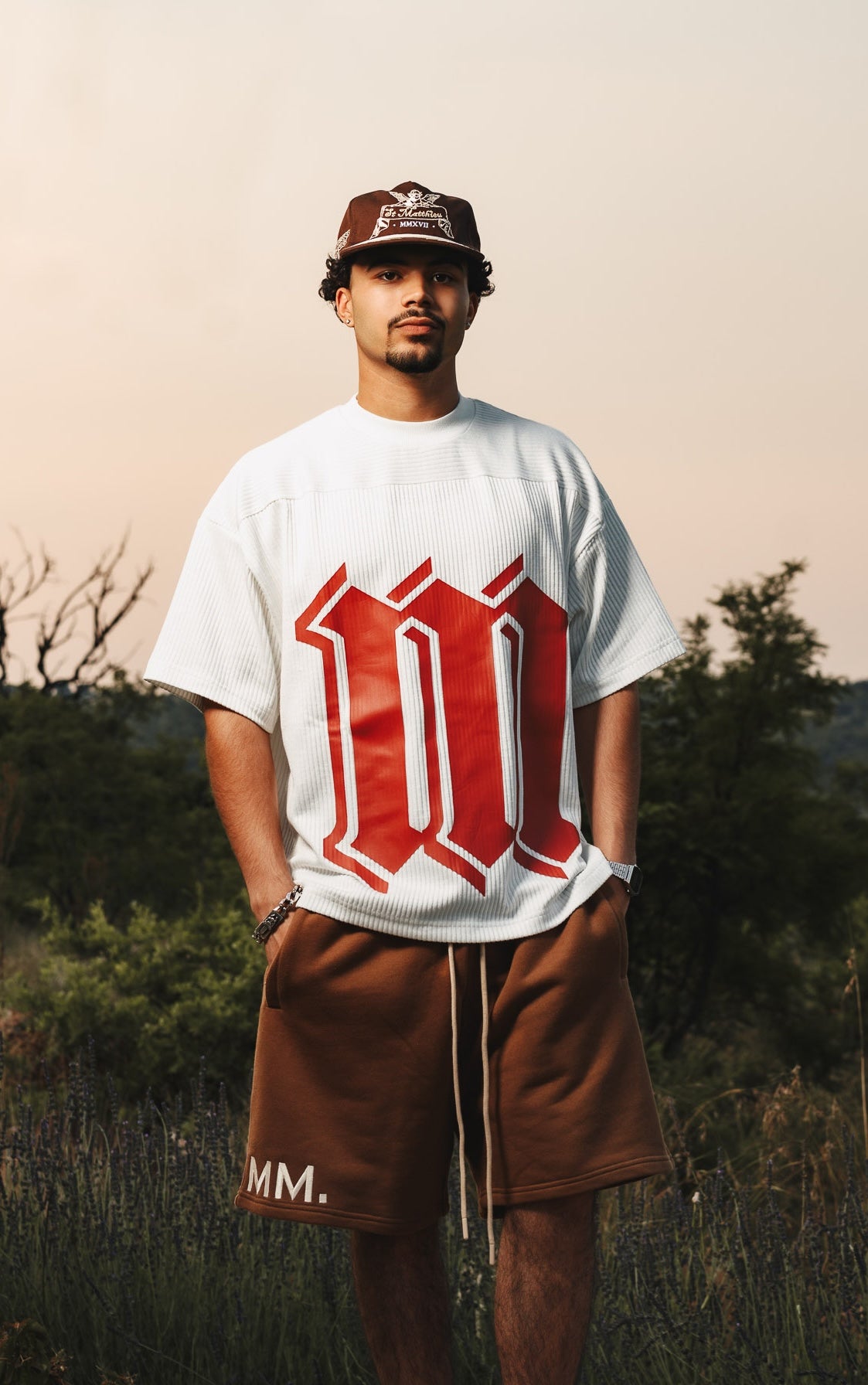 Brown Signature ‘MM.’ Shorts