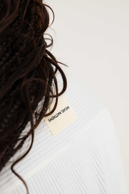White Cotton Pleated Tee